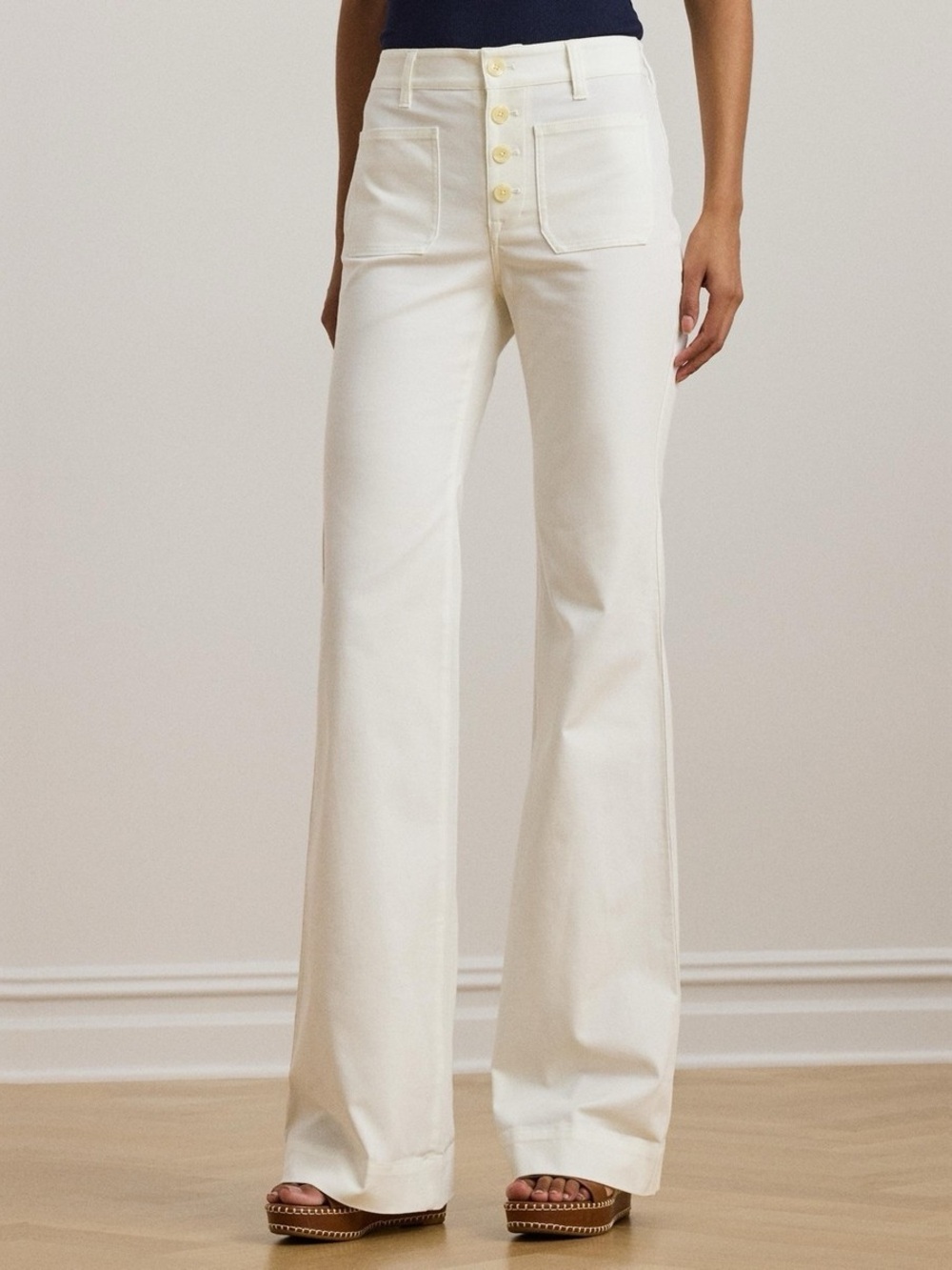 NWT Ralph Lauren Stretch Cotton Canvas Wide-Leg Pant